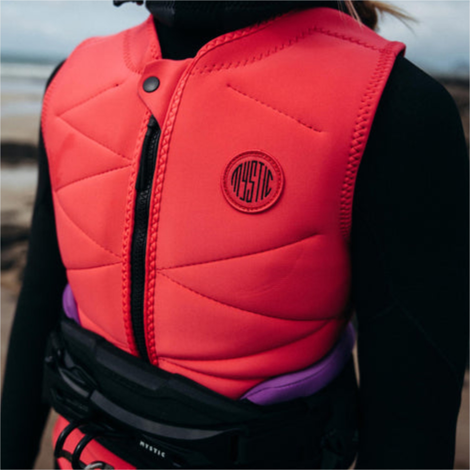 2025 Mystic Womens Ruby Front Zip Impact Vest 35005.230230 - Sunset Red